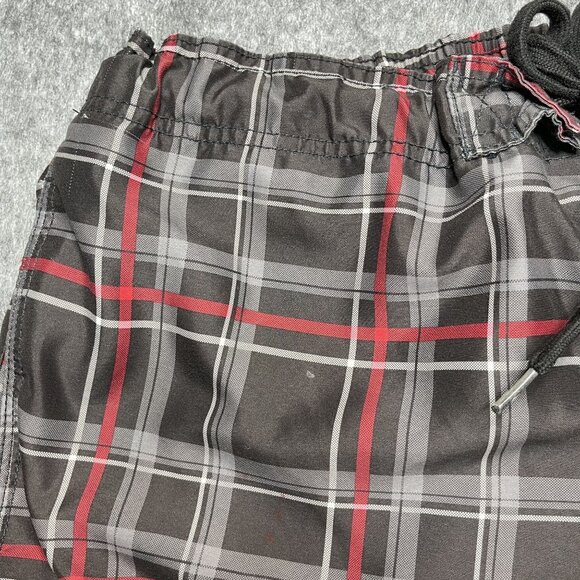 OP Mens Plaid Cargo Shorts L/G 36-38" Elastic Waist Drawstring Swim Trunks - Picture 8 of 14